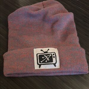 Punk Pink Beanie with TV Patch